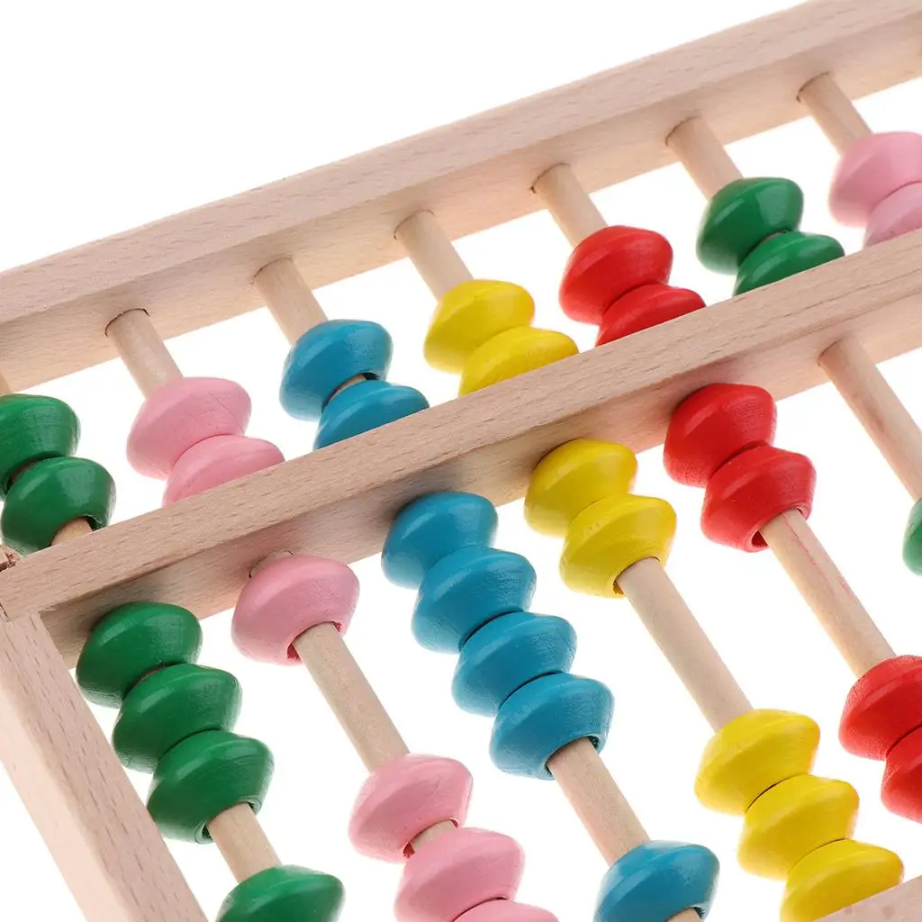 10 Digits Rods Wooden Abacus Colorful Chinese Calculator Counting Tool