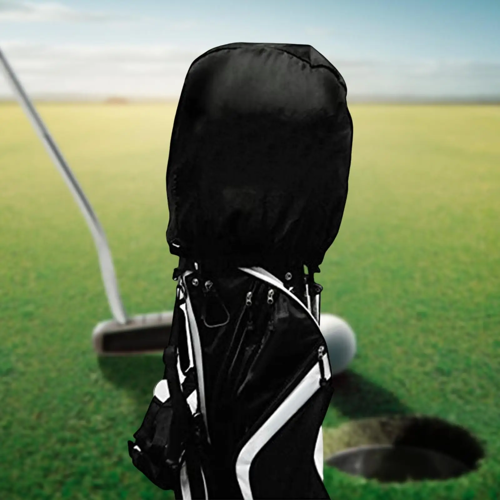 Portable Golf Bag Rain Cover for Golf Push Carts Protective Black Accesory Case Rain Cape Rain coverage for Winter Golf Cart