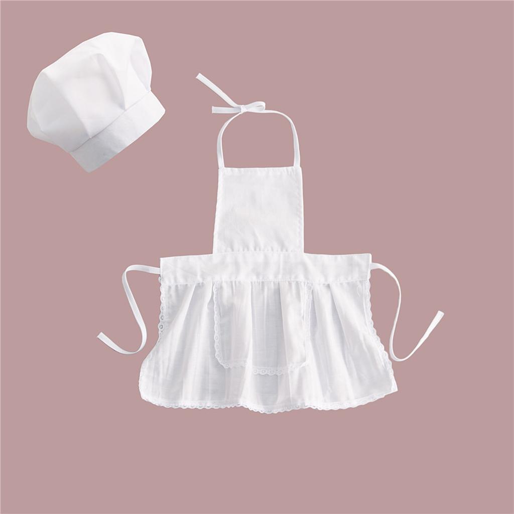 Chef Set Kids Aprons, Children Cooking Play Kitchen Baking Chef Hat + Apron Set for Party Birthday Photography Prop