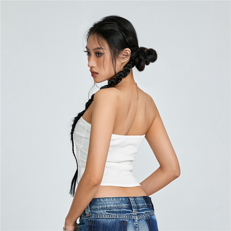 Top Y2k Fora Do Ombro Backless Bandeau