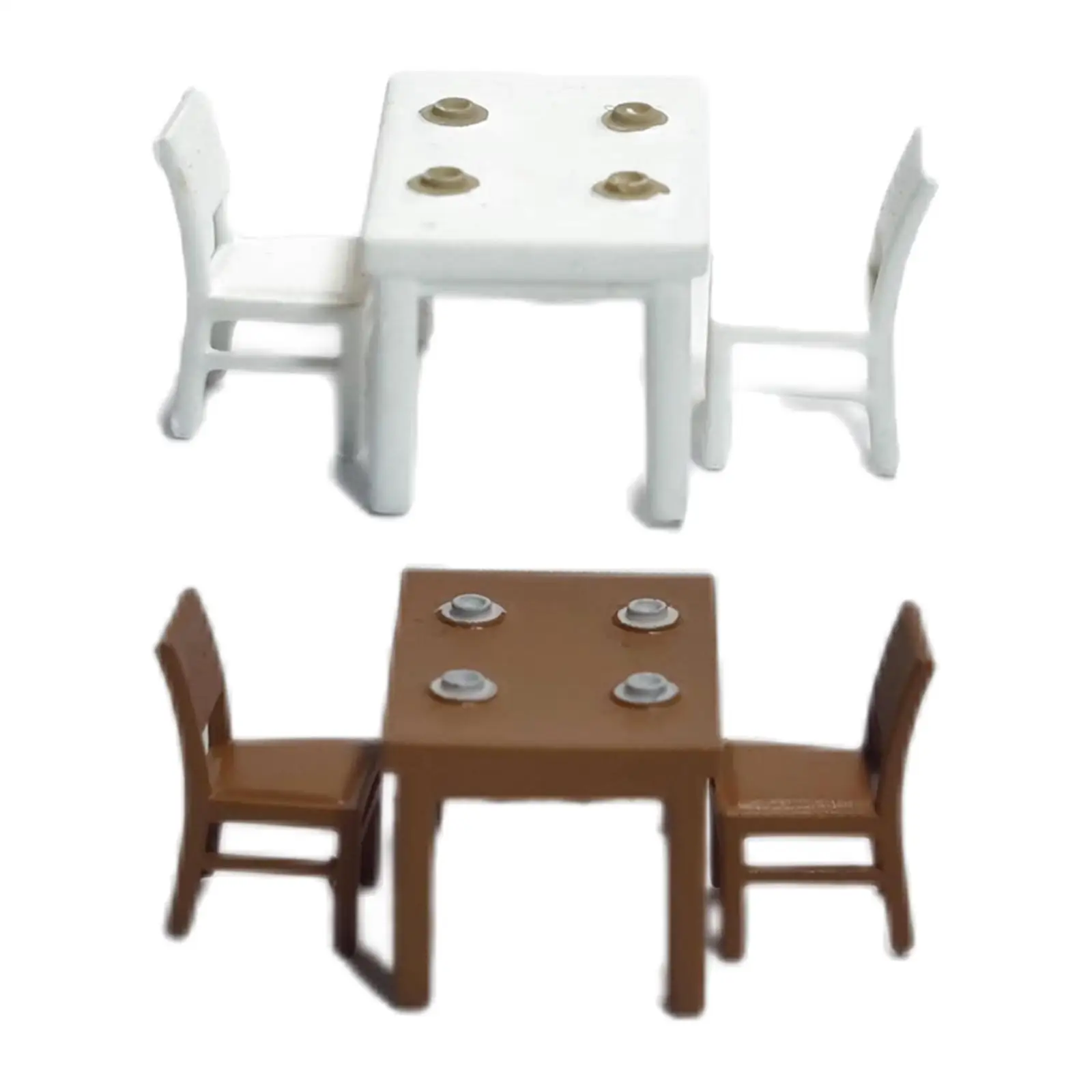 3 Pieces 1:64 Furniture Model Trains Architectural Photo Props Collections Fairy Garden Layout Table and Chair Diorama Scenery