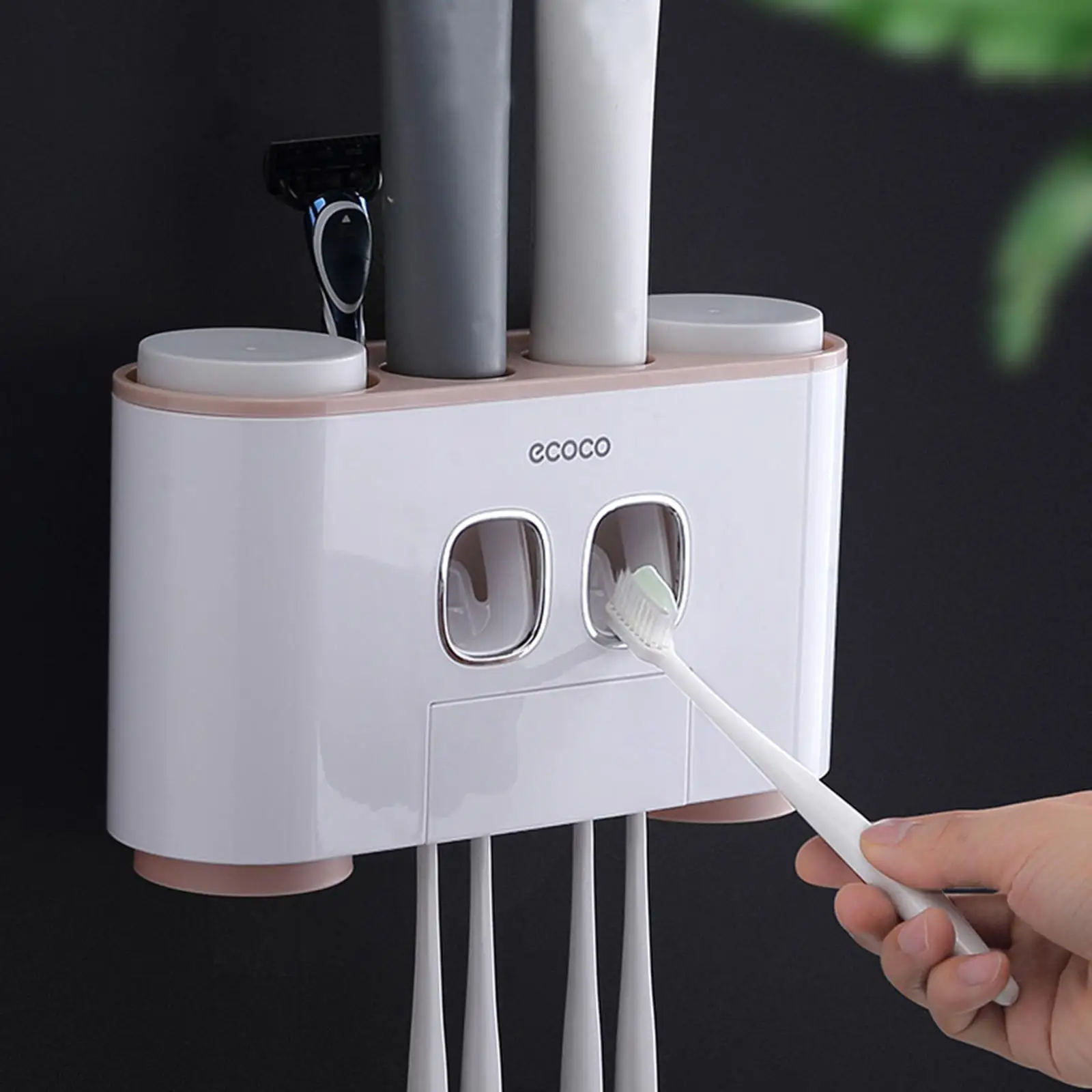 Automatic Electric Tooth Pastetooth Dispenser Squeezer with Magnetic Cup and Toothbrush Organizer Slots Toothbrush Holder