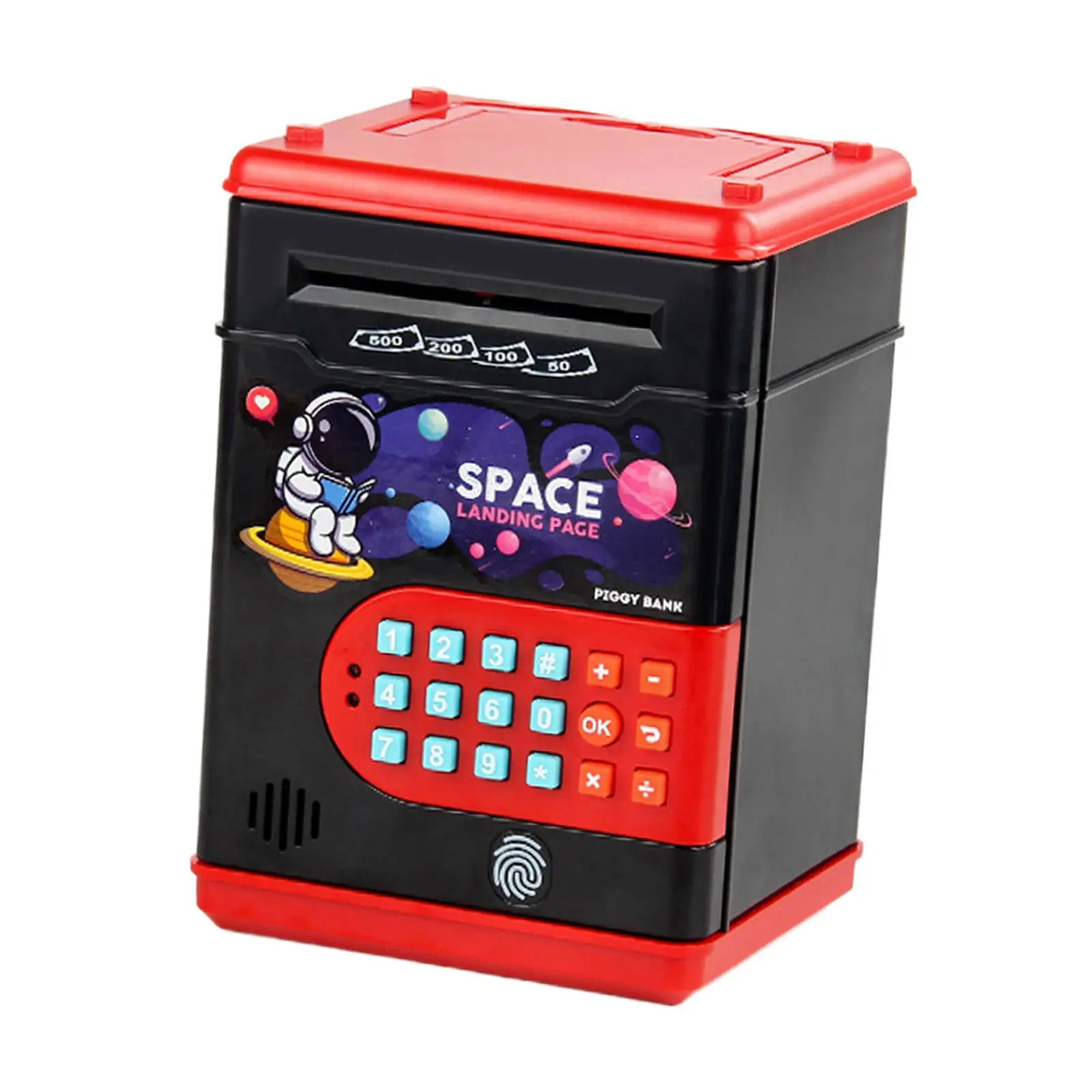 Auto Scroll Money Saving Box Toy with Fingerprint Password Protection Large Capacity Password ATM Machine Toy for Boys