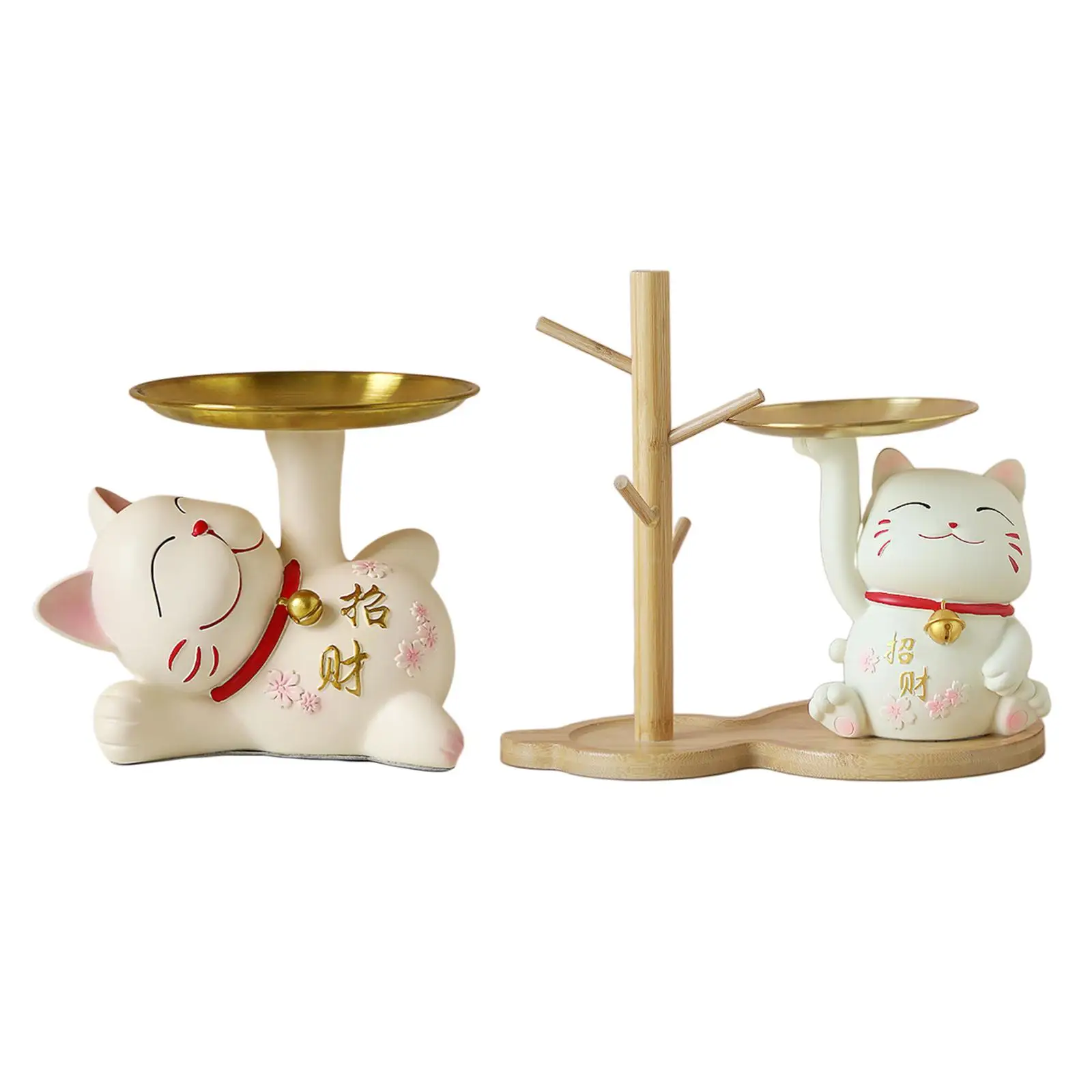 Resin Fortune Cat Holding Storage Tray Countertop Decor Decoration Easy Clean Organizer