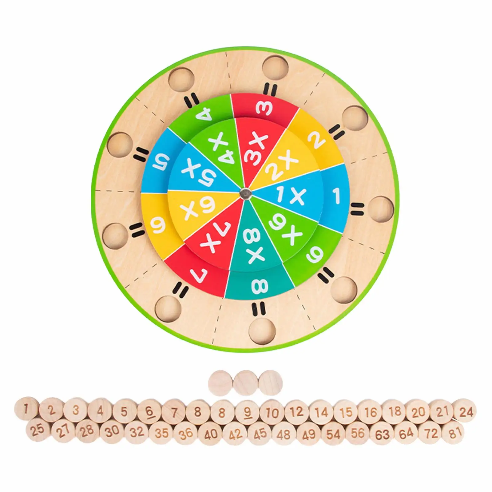 99 Multiplication Table Turntable with 40 Wooden Counting Blocks Teaching Aids Multiplication Enlightenment for Children Teacher