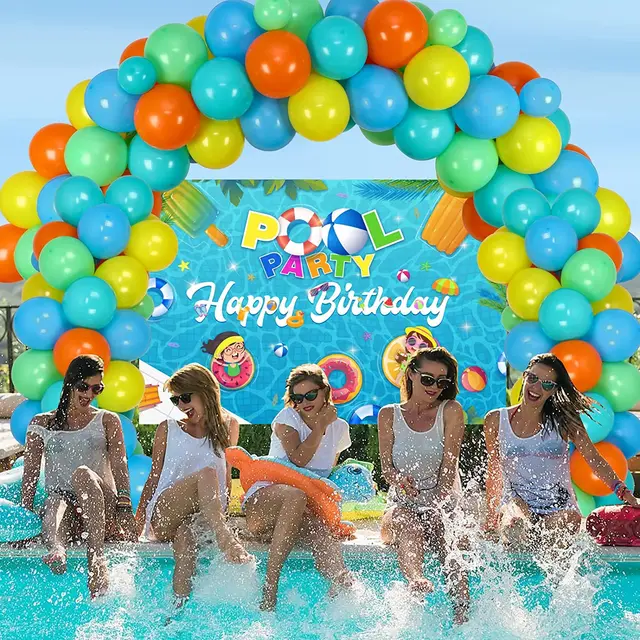 Summer Pool Party Decorações, Balão Kit Arco, bola de praia, Foil Balões,  Pizza Backdrop, Aniversário Suprimentos - AliExpress