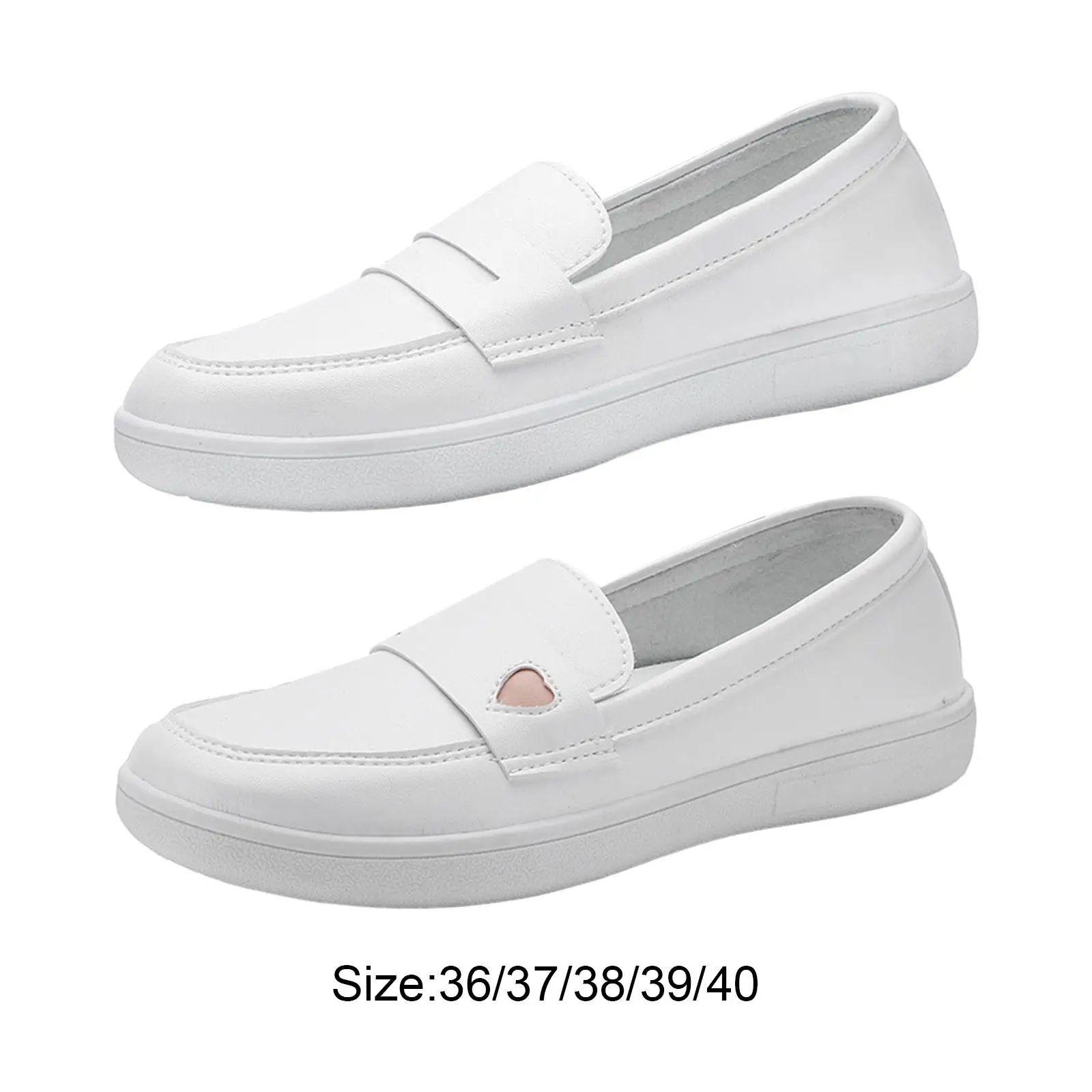 Women`s Nursing Shoes Walking Slip on Shoes Nurse Loafers Summer Lightweight Flat Nursing Shoes for Office , Heart 40
