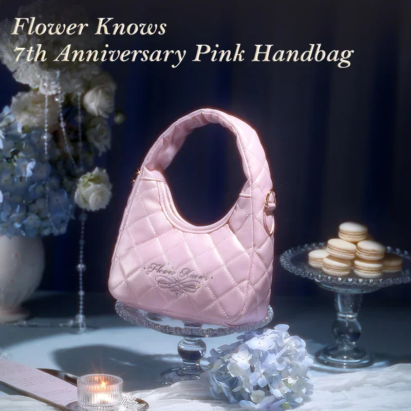 Best of Flower Knows 7th Anniversary Pink Handbag PU Leather Bag Solid Color Small Tote Bag Reviews & Tips