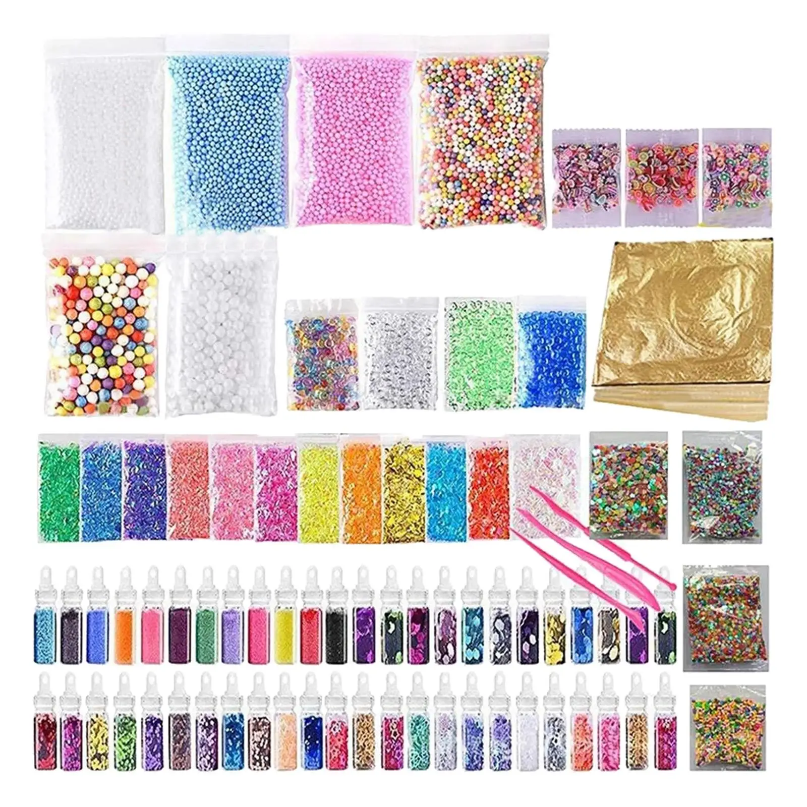 Multicoloured  Making Supplies , Foam Balls, Fishbowl Beads, Glitter, Sequins, Shells, Fruit Slices,   for Kids girls and boys