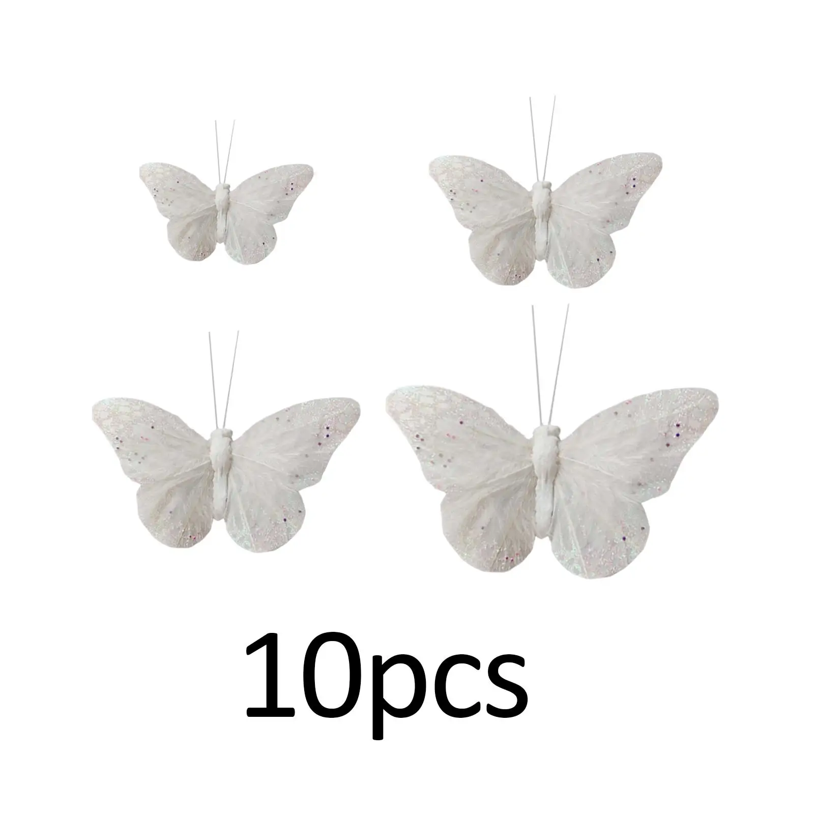 10 Pieces Simulation Butterfly Decorations, Creative White Feather Butterflies