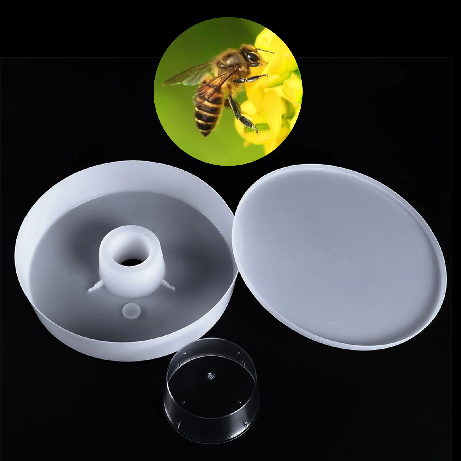 Round Bee Water Feeder Beehive Entrance Drinking Bowl for Bee Drinking Sugar Syrup Feeding Equipment Beekeeping Equipment