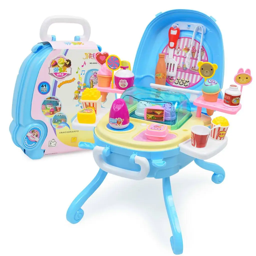  Pretend  Dessert and Candy Trolley Set Toy with Music and Lighting Toys for Girls Kids Boys Children