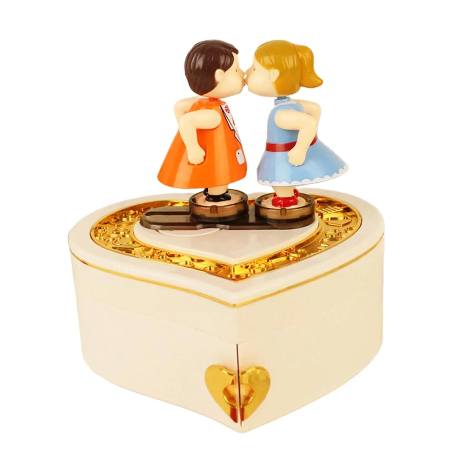 Creative Kissing Doll Music Box Windup Musical Box Musical Clockwork for Office Ornament Desktop Artware Valentines Day Present