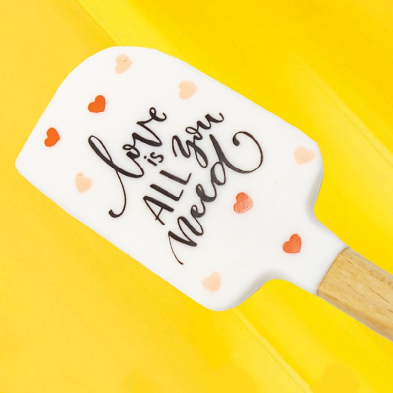 Title 7, Heart Cake Cream Silicone Spatula Wooden Handle...