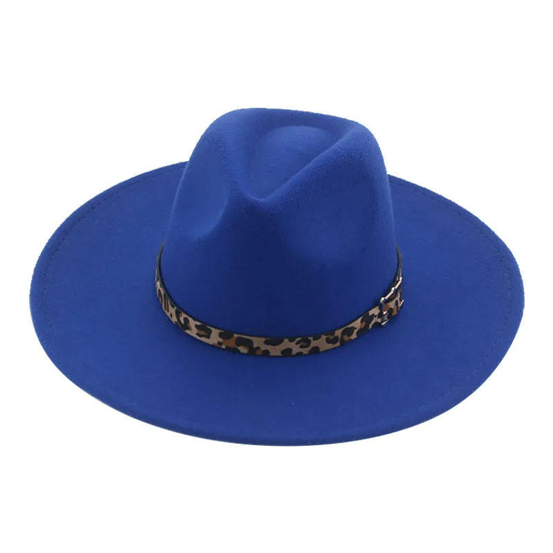 Fedoras Women Men Wide Brim 9.5cm Women Hat Band Belt Panama Jazz Caps Winter Fedoa Hats for Women Solid New Sombreros De Mujer cream fedora hat