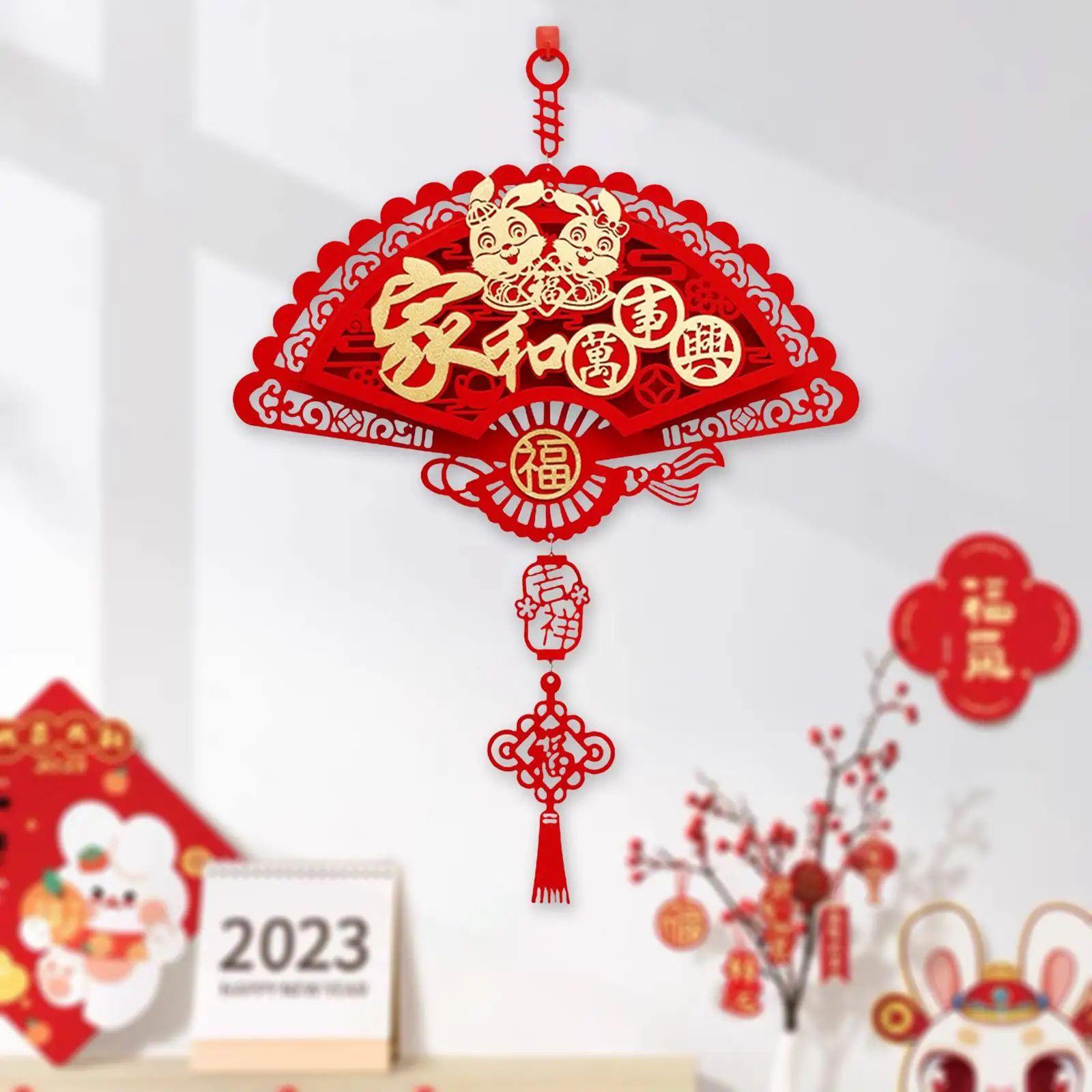 Traditional Chinese New Year Decorations Hanging Ornaments Tassel Charm 2023 Rabbit Year for Office Home Decorative