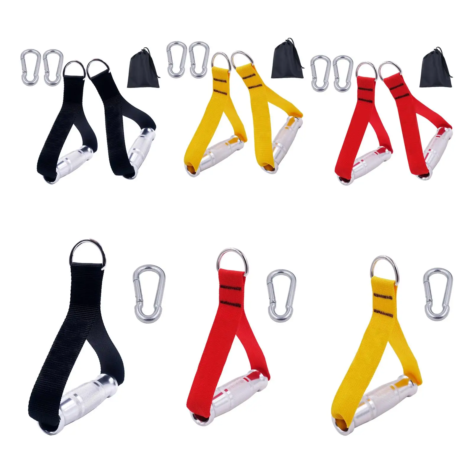 Resistance Bands Nylon Handle Strength Training Workout Grips Gym Handle D-Rings