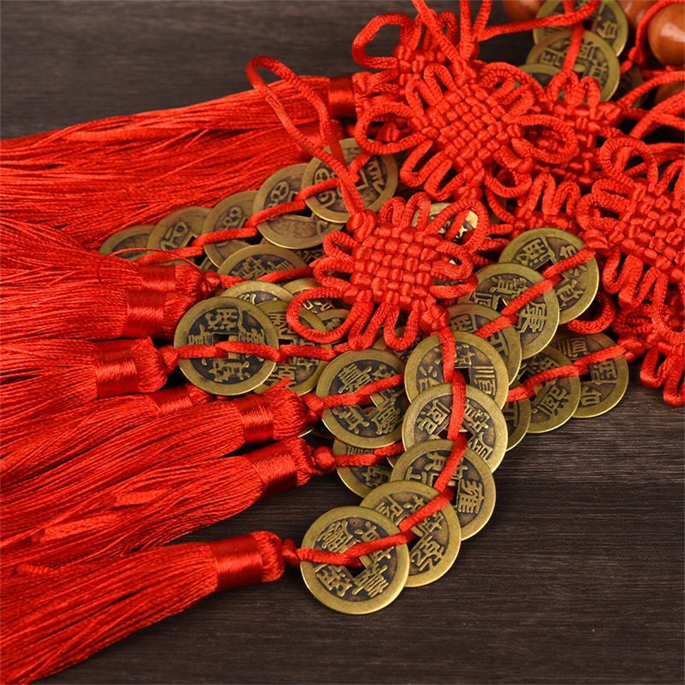 Glücksbringer, alte fünf Kaiser, Kupfermünze, Anhänger, chinesischer Knoten, Austreiben böser Geister, Fengshui-Amulett, Auto-Hängezubehör – Detail 5