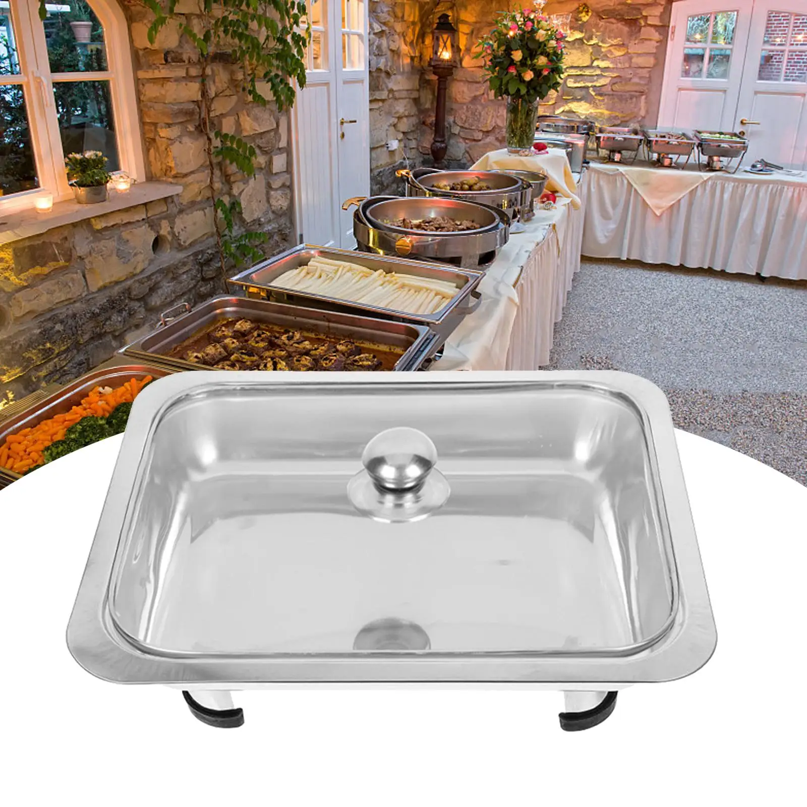 Buffet Dish Tray Buffet Server Warmer Easy to Clean Chafing Dish for Wedding Birthday Catering Events Holidays Parties