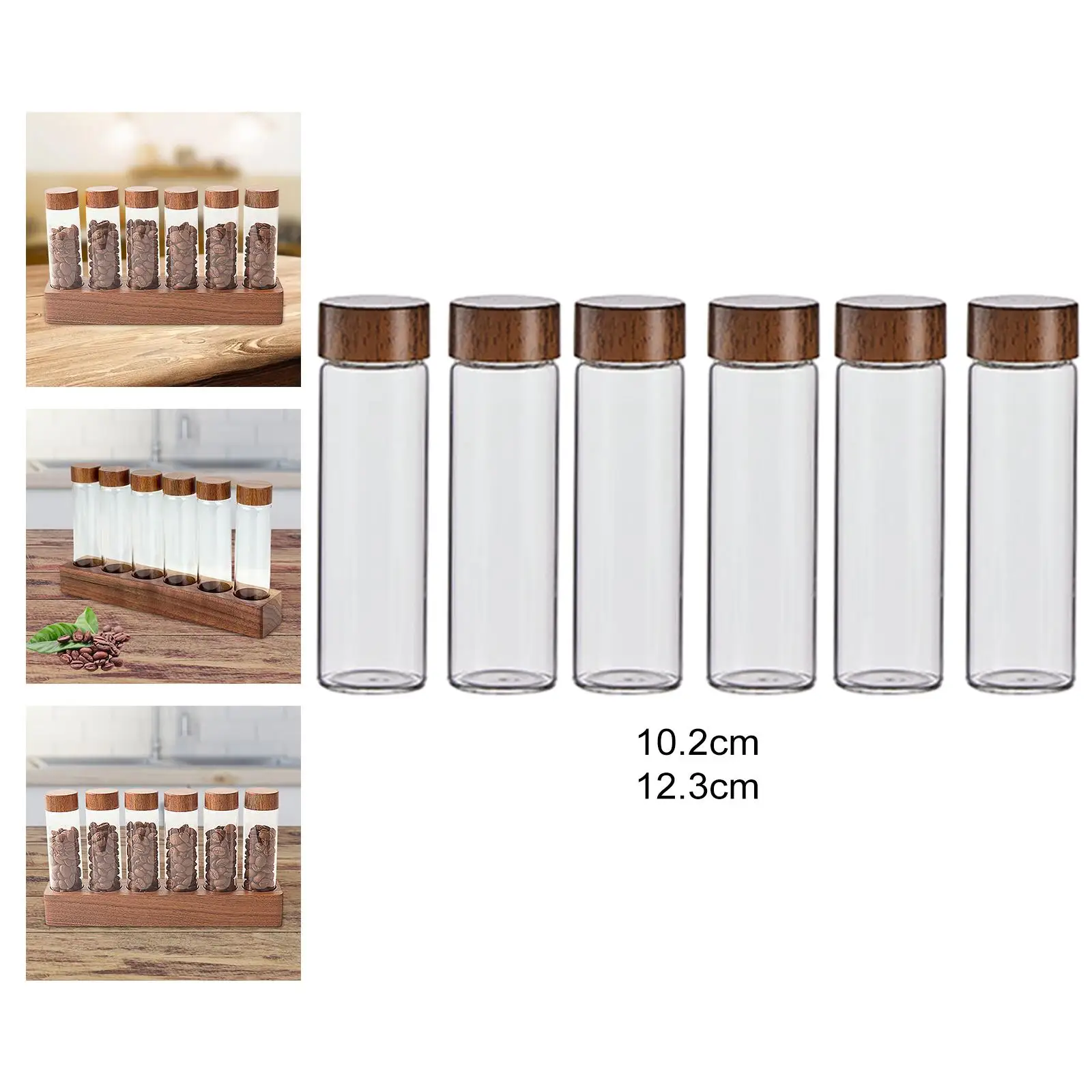 6 Pieces Coffee Bean Jar Glass Coffee Beans Storage Containers for Cafe Bar