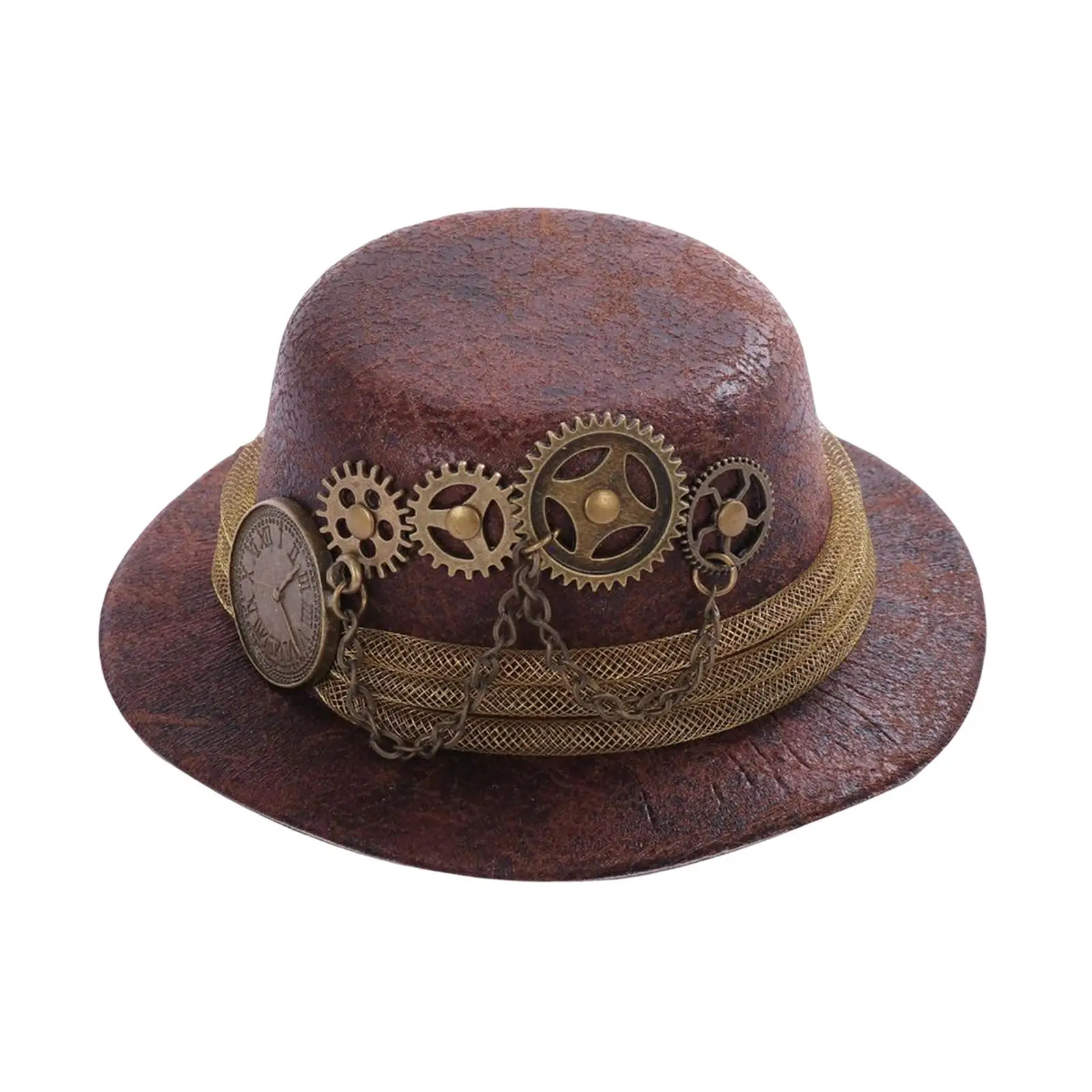 Women Ladies Mini Punk Top Hat, with Alligator Clips Brown Color, Elegant