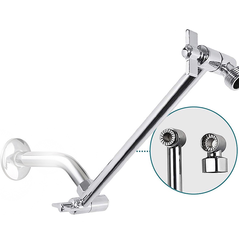 Description Picture 5 of item11 Inch Adjustable Shower Arm Universal Connection Solid Brass Shower Angle Anti-leak Shower Extension Arm Brass Silver