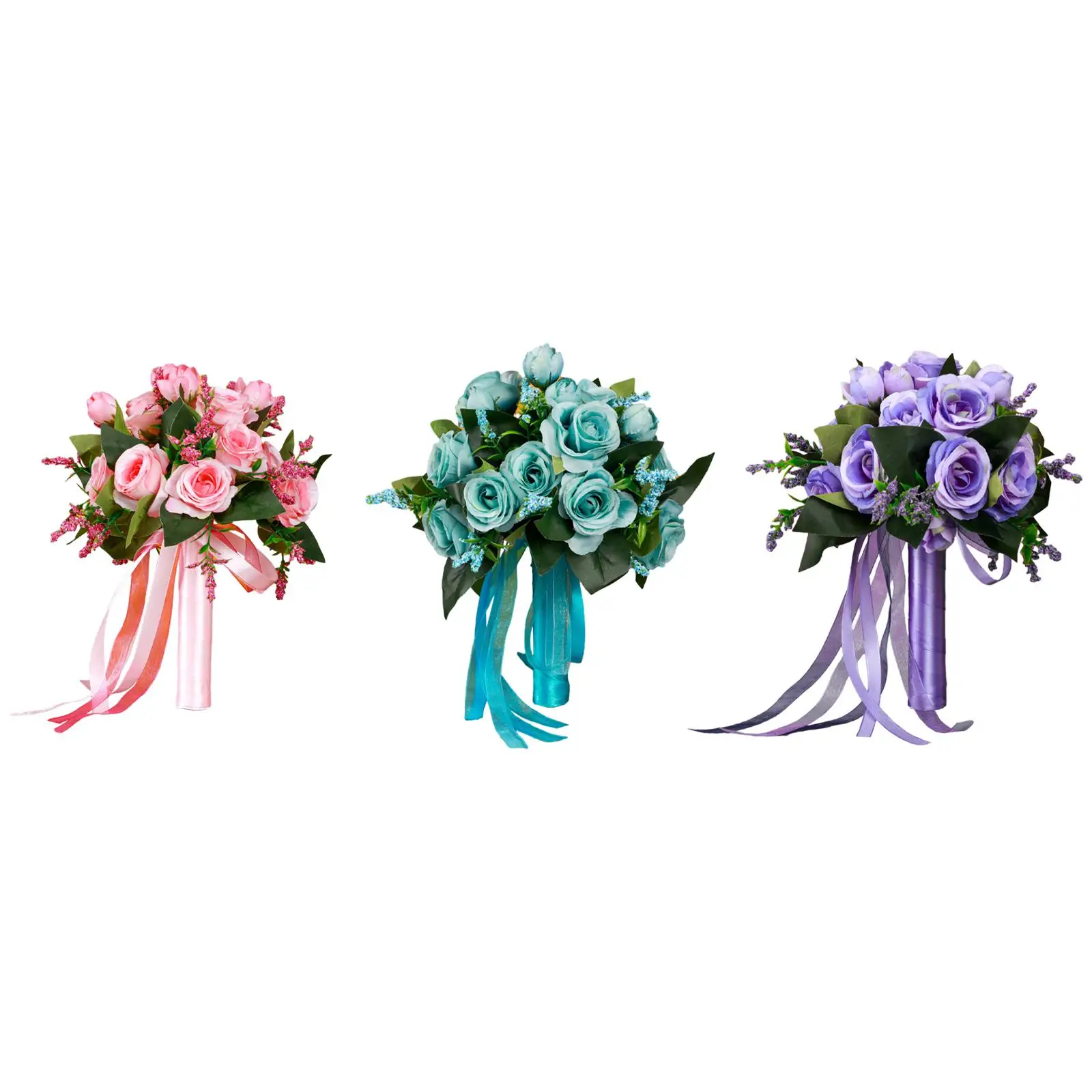 Artificial Flower Faux Roses Centerpiece Bridal Hand Flower Wedding Hand Bouquets for Party Anniversary Bridal Shower Gift Bride