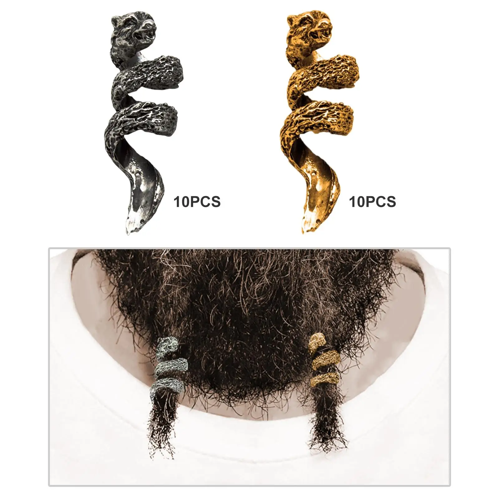 10 Pack Set   Coil Set Beards Pendants Hair Accessory Beard Beads for Men and Women