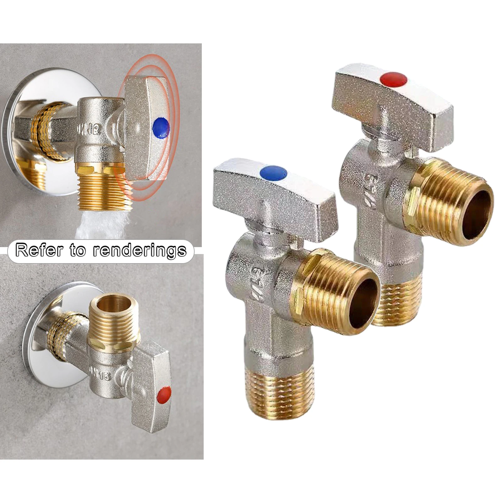 Brass Flow Angle Value Plumbing Fitting Triangle Water Water Shut Off Angle for Faucet Sink Toilet Bathroom