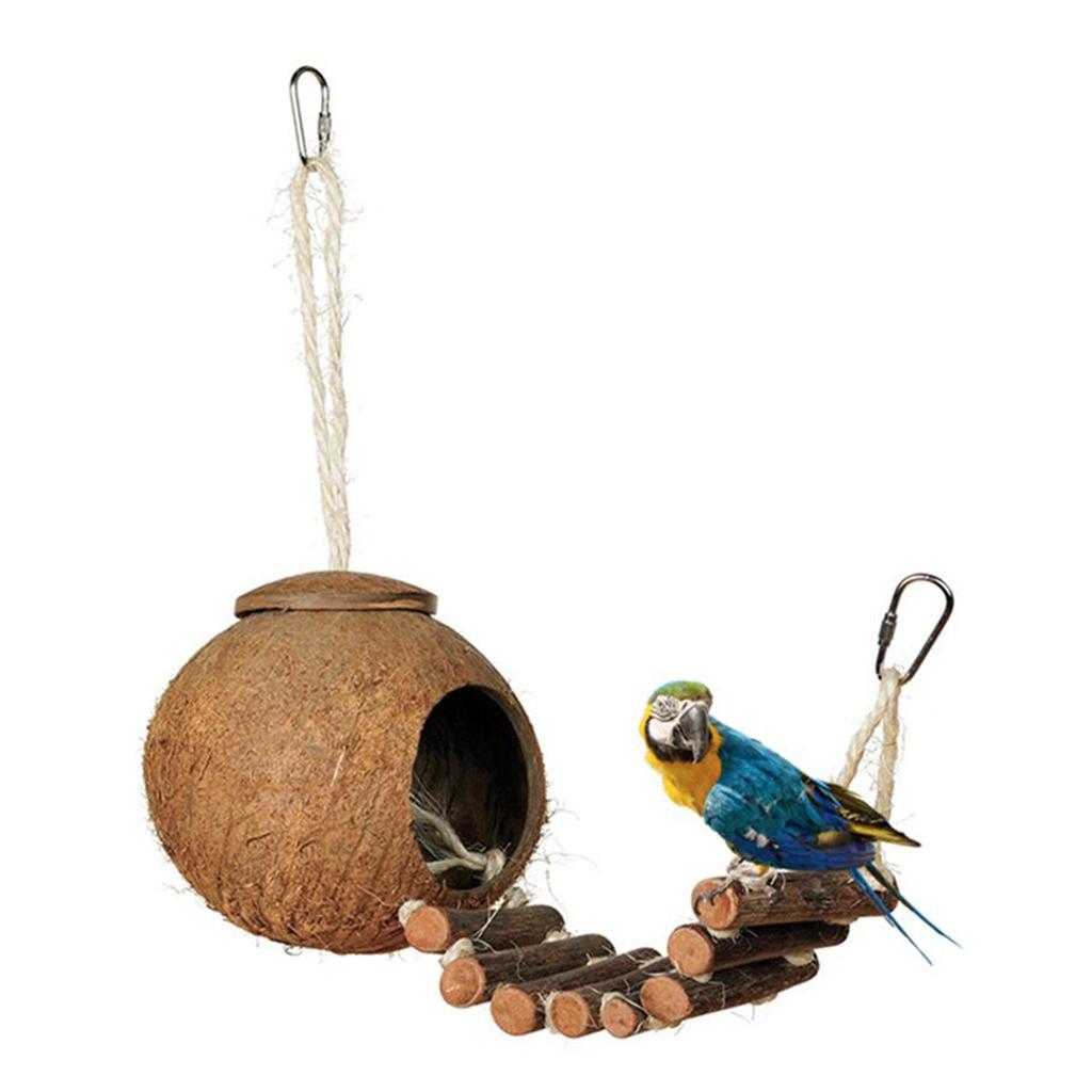 Title 2, Hanging Bird House Cage Toy for Pet Bird, Natur...