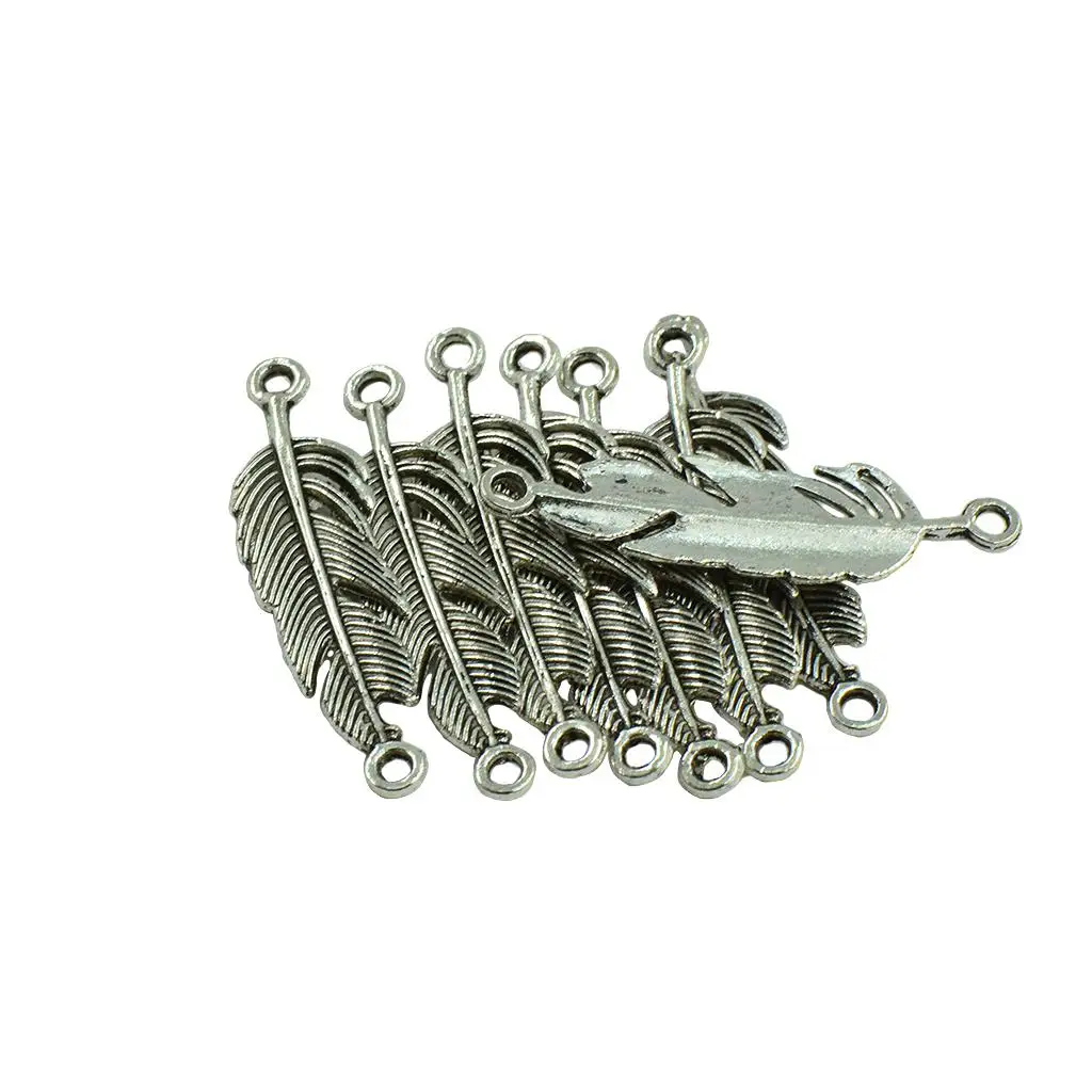 100 Feather Shape Charms Loose Beads Pendant For Necklace Fashion Elements Charms.
