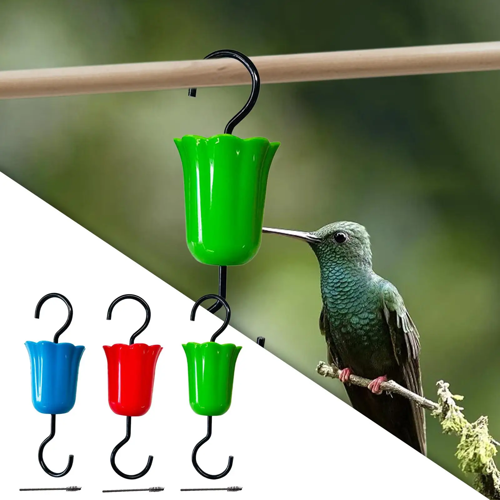 3 Pieces Portable Ants Moat Feeder Hook with Cleaning Brush Feeder Hanging hook Hooks for Garden Lawn Backyard home