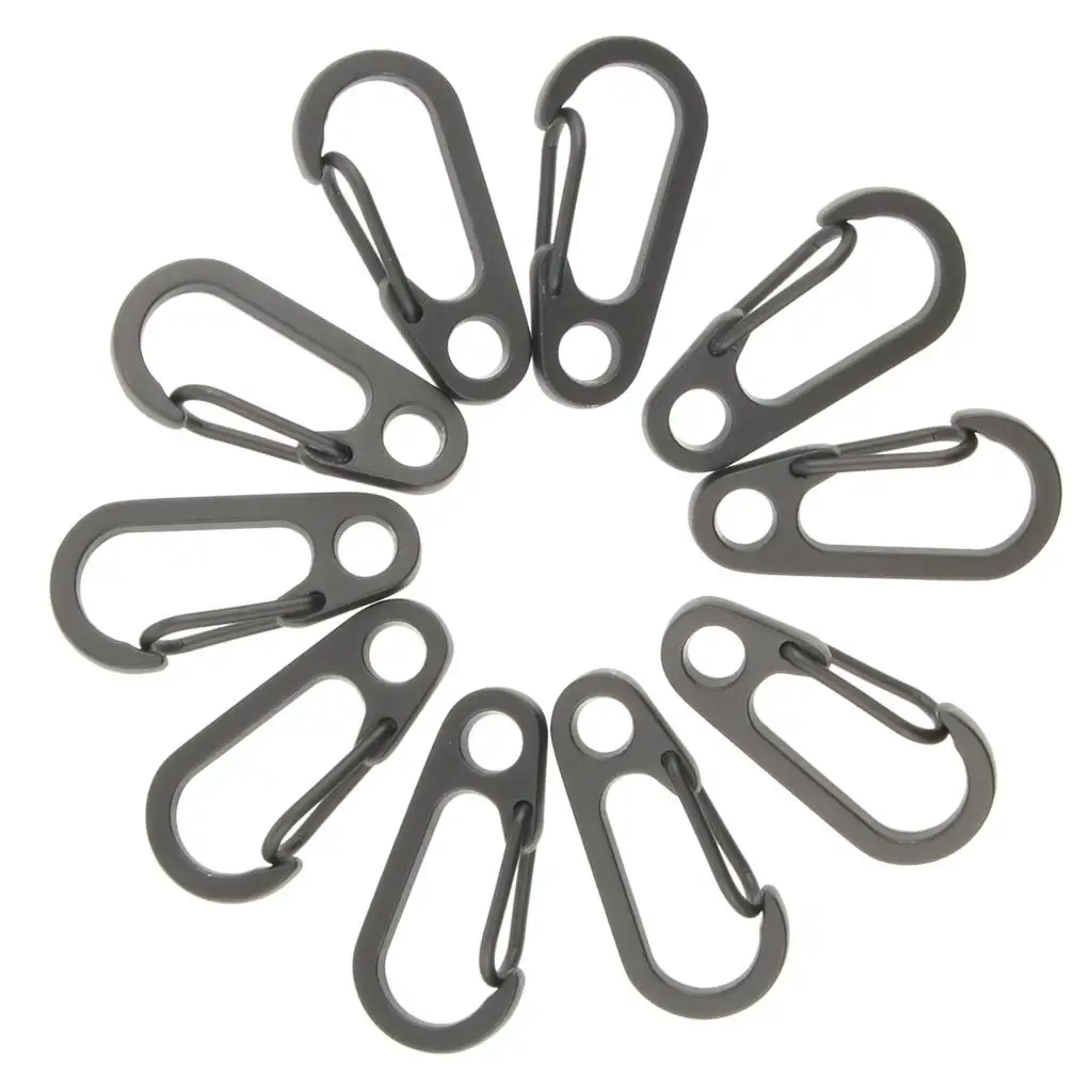 10Pcs Outdoor Camping Clip Hook Buckle  Chain  Carabiners Kit