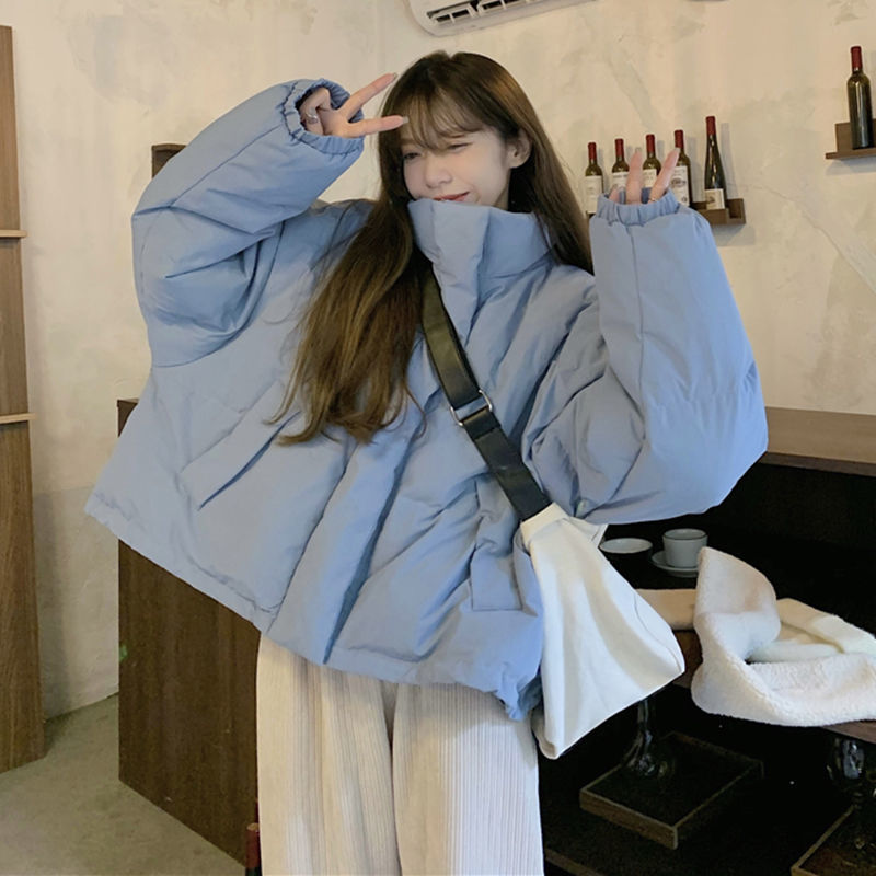 mais grosso parkas feminino estilo curto coreano inverno prova de vento streetwear prevalente doce sólido minimalista popular mujer harajuku ins