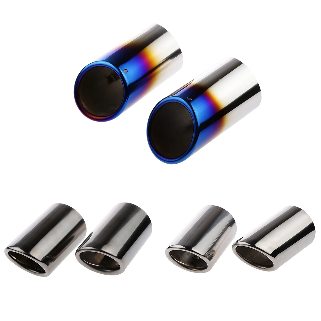 2x Stainless Steel Resonated Slant Cut -on Exhaust Tips for 2009-2015  A4 (Titanium Black)