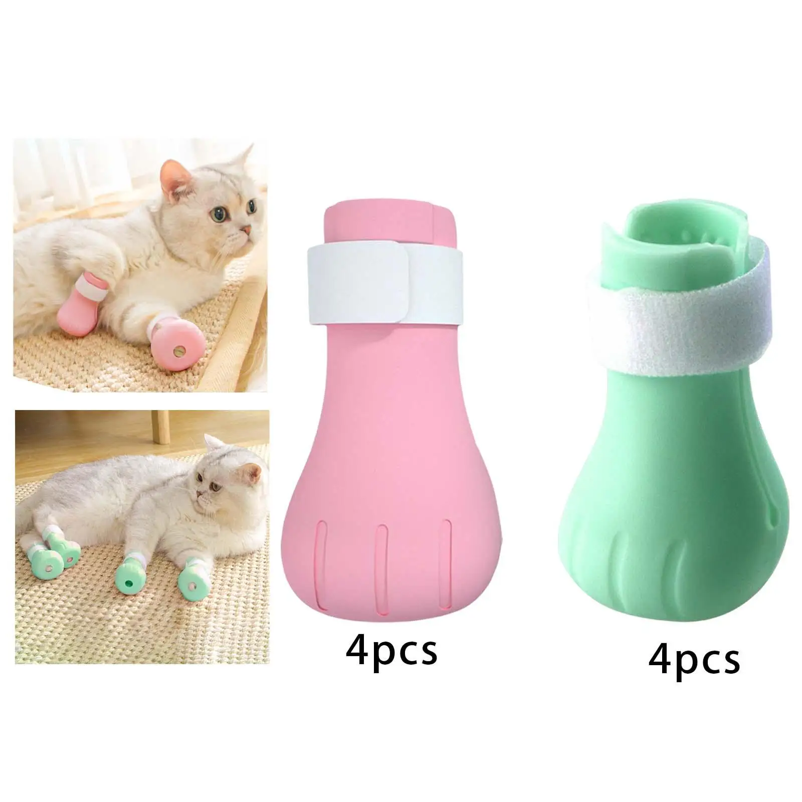 4Pieces Anti Scratch Cat Shoes Silicone Boots Cover, Silicone Gloves for Cat Claw, Used for Pet Grooming