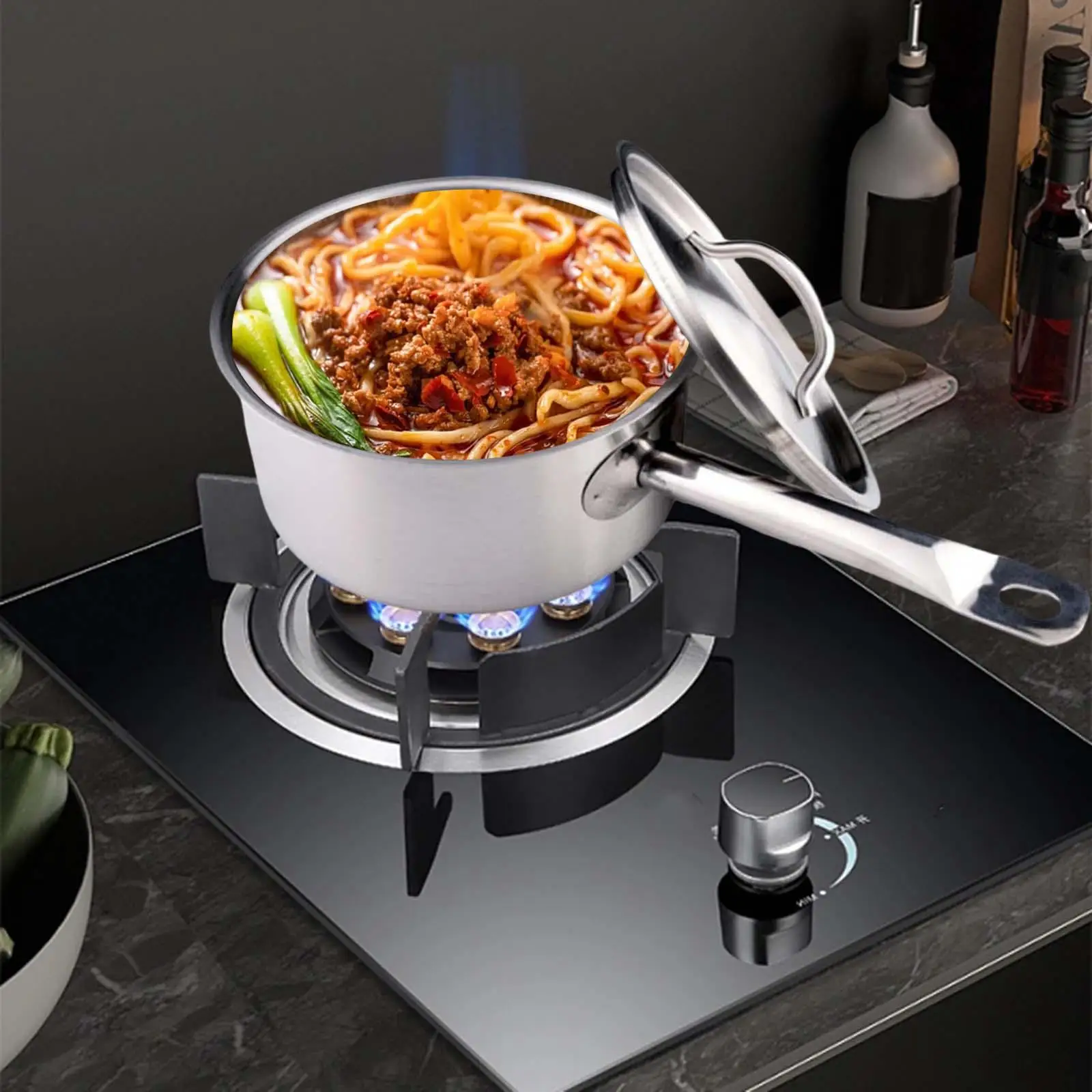 Stainless Steel Sauce Pan with Lid Cookware 2.6L Induction Milk Pots Pasta for Sauce Gravies Restaurant Kitchen