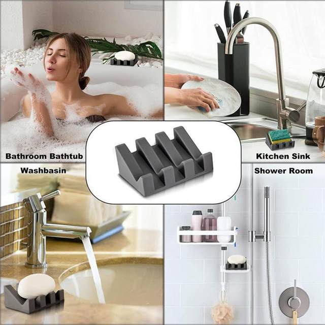 Soap Holder Tilt Design Non-slip Flexible Space-saving Self Draining  Silicone Kitchen Countertop Soap Rack For Bathroom 비누틀 - AliExpress