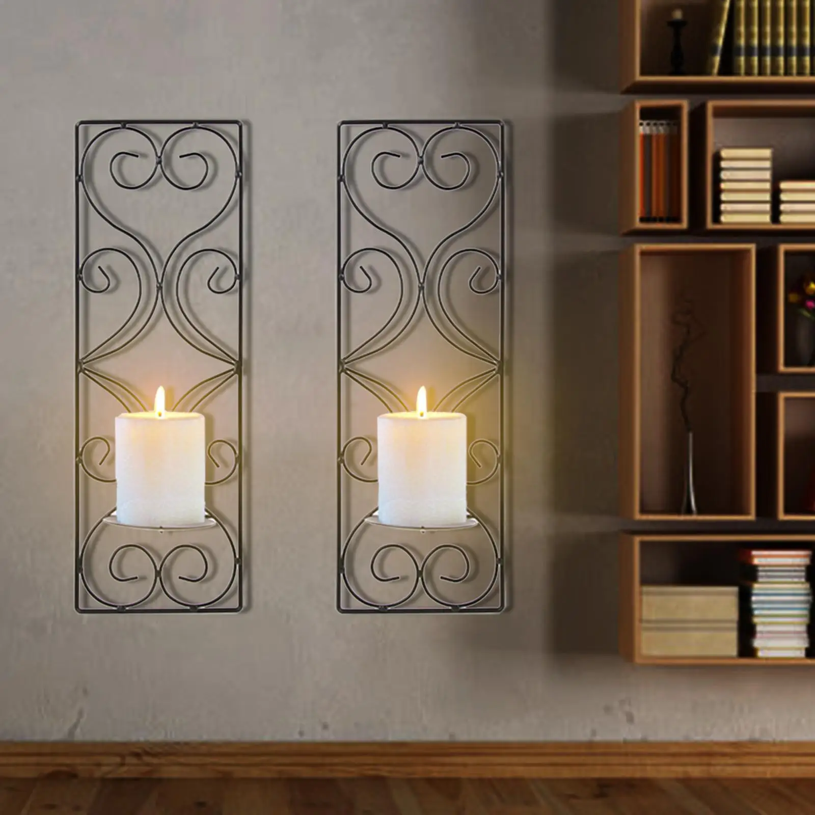 2 Pieces Retro Style Sconce Candle Mounted Shelving Hanging Wall for Living Room Halloween Bedroom Porch