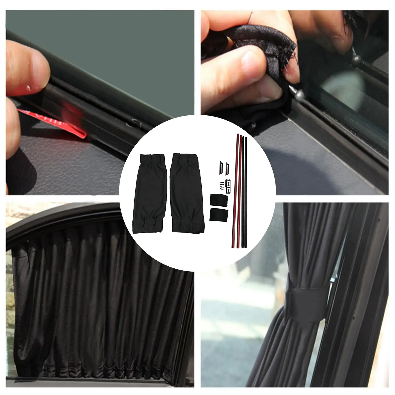2x Cotton Car Window Curtains Black SUV Vehicles Sun Shade Shield Sunshade