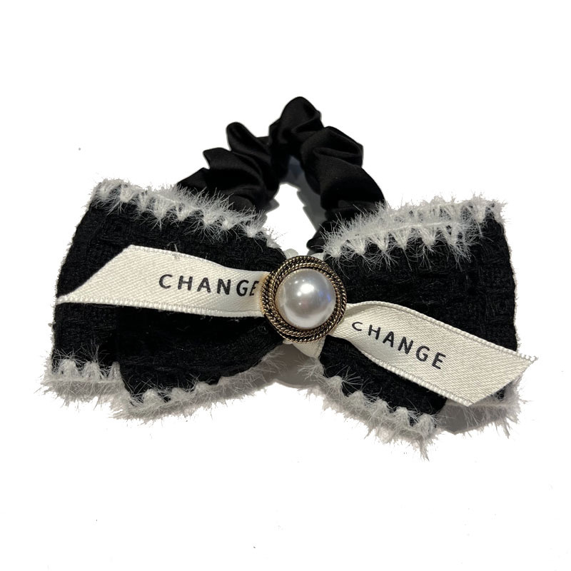Winter Temperament Samt Bowknot Dickdarm Haar gummis Schleife Französisch Perle elegante Seil Kopf bedeckung Zubehör für Frauen – Detail 5