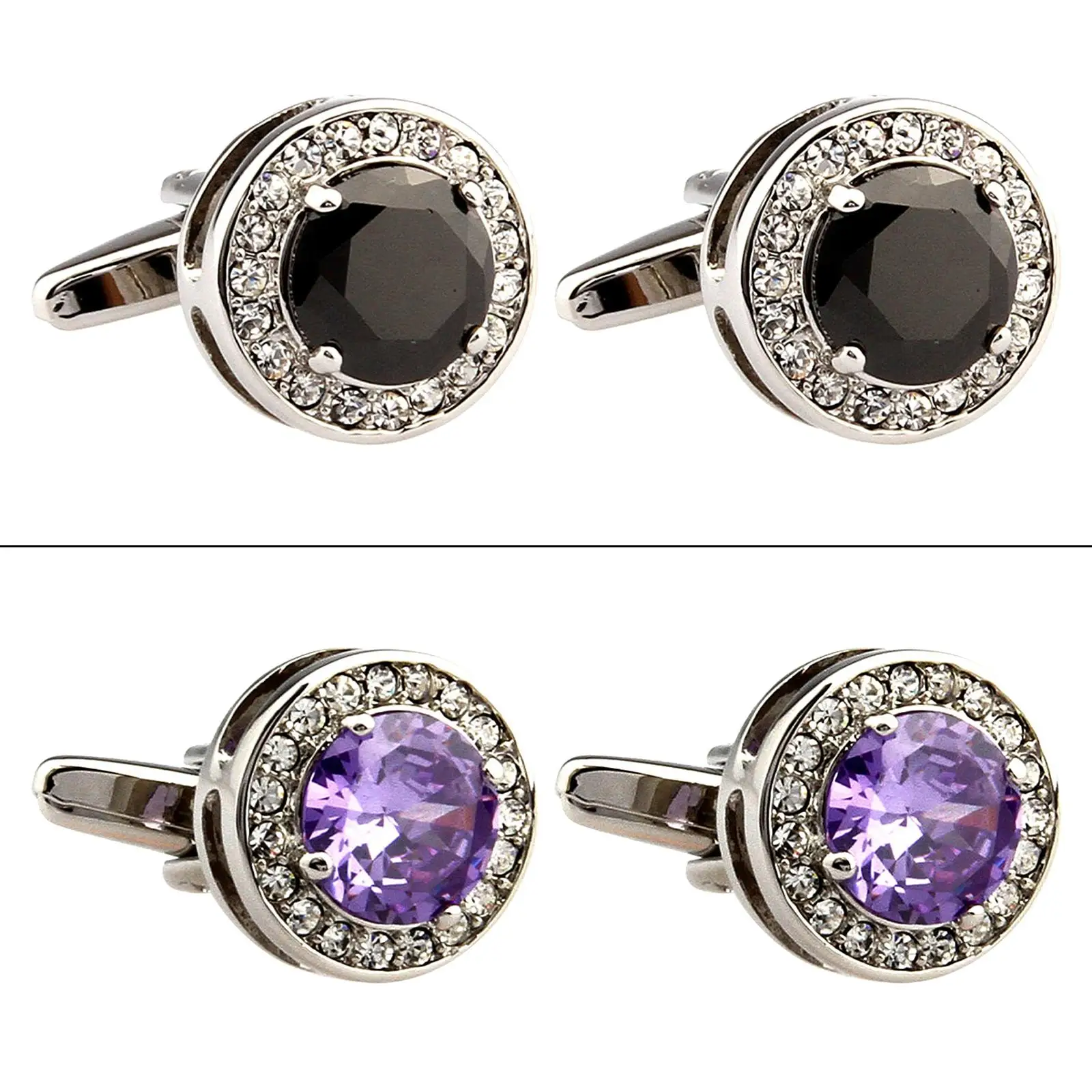 Classic Mens Cufflinks Crystal for Wedding Anniversary Gifts Cocktail Party