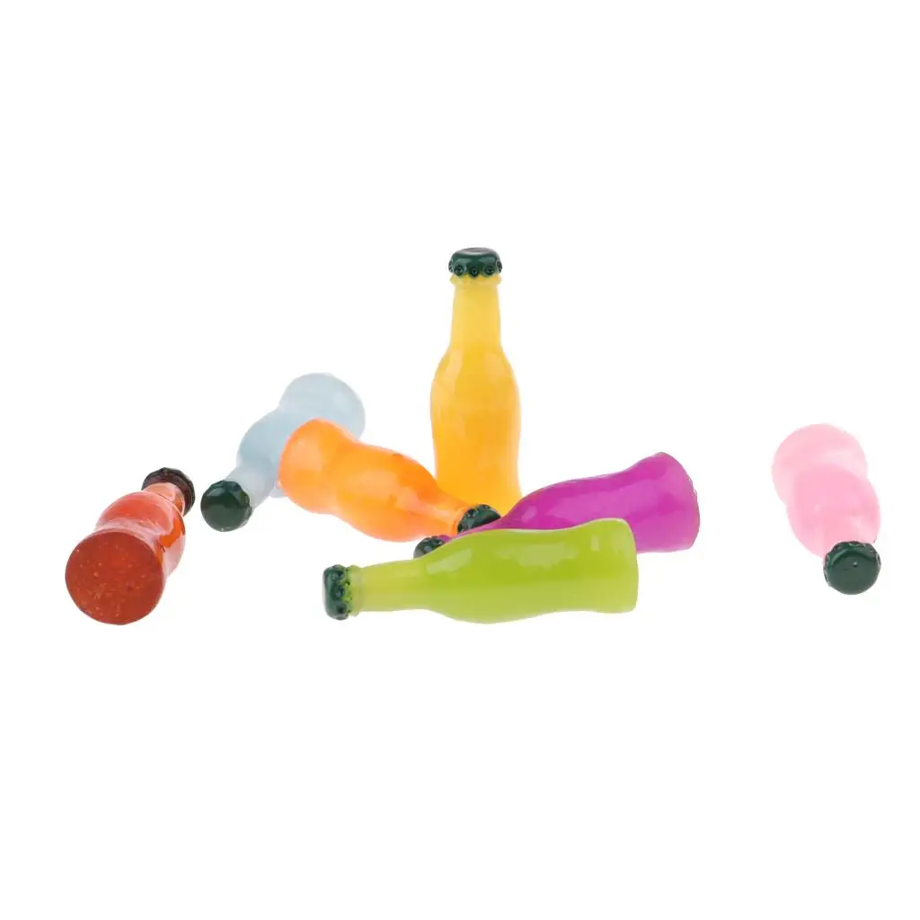 7pcs Colorful Cocktail Bottles Life  Decor /12 Dollhouse Miniature Accessory