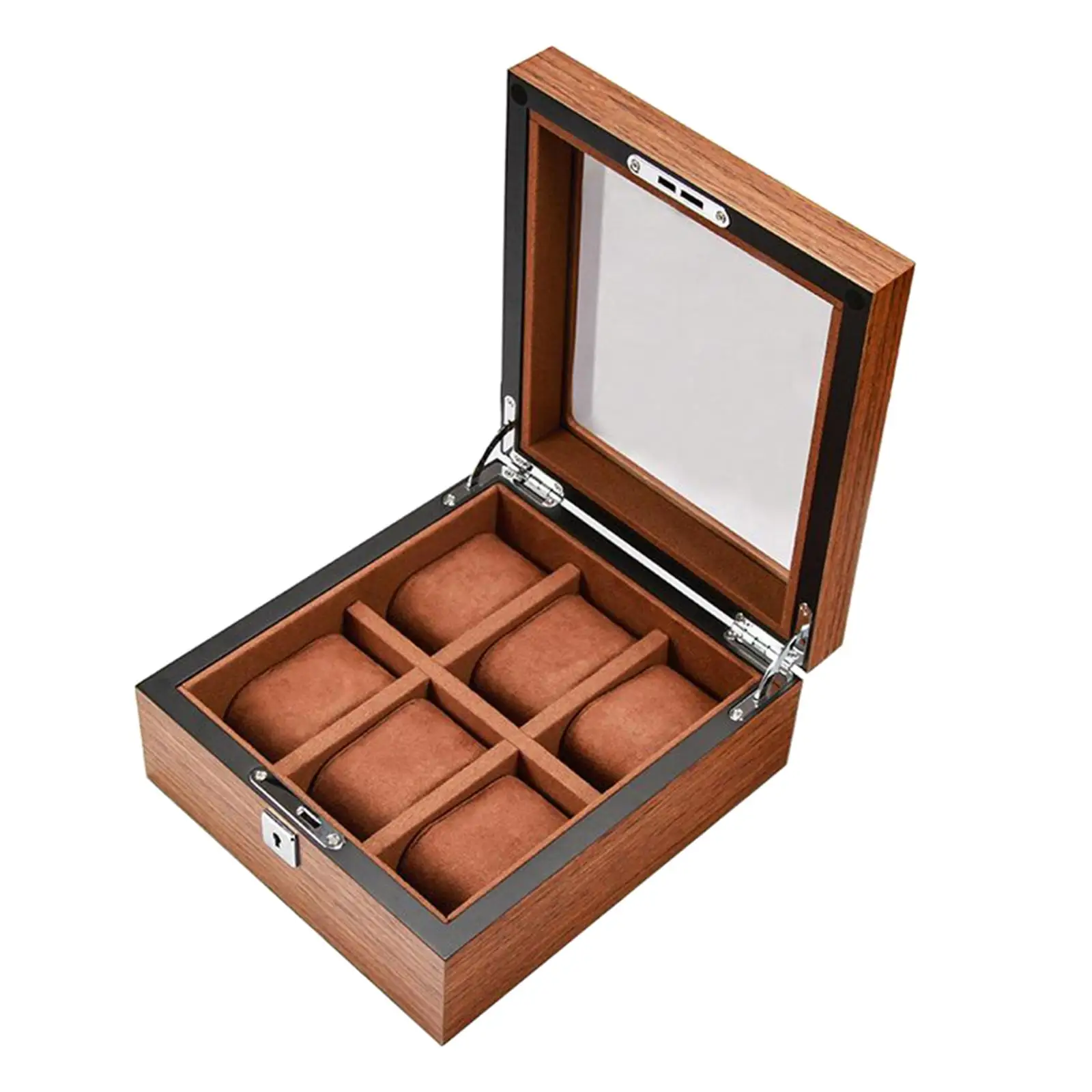 Wood Watch Box for Men WomenWatch Case Display Box,Wooden Watch Display Case Organizer with Clear Glass Window Top