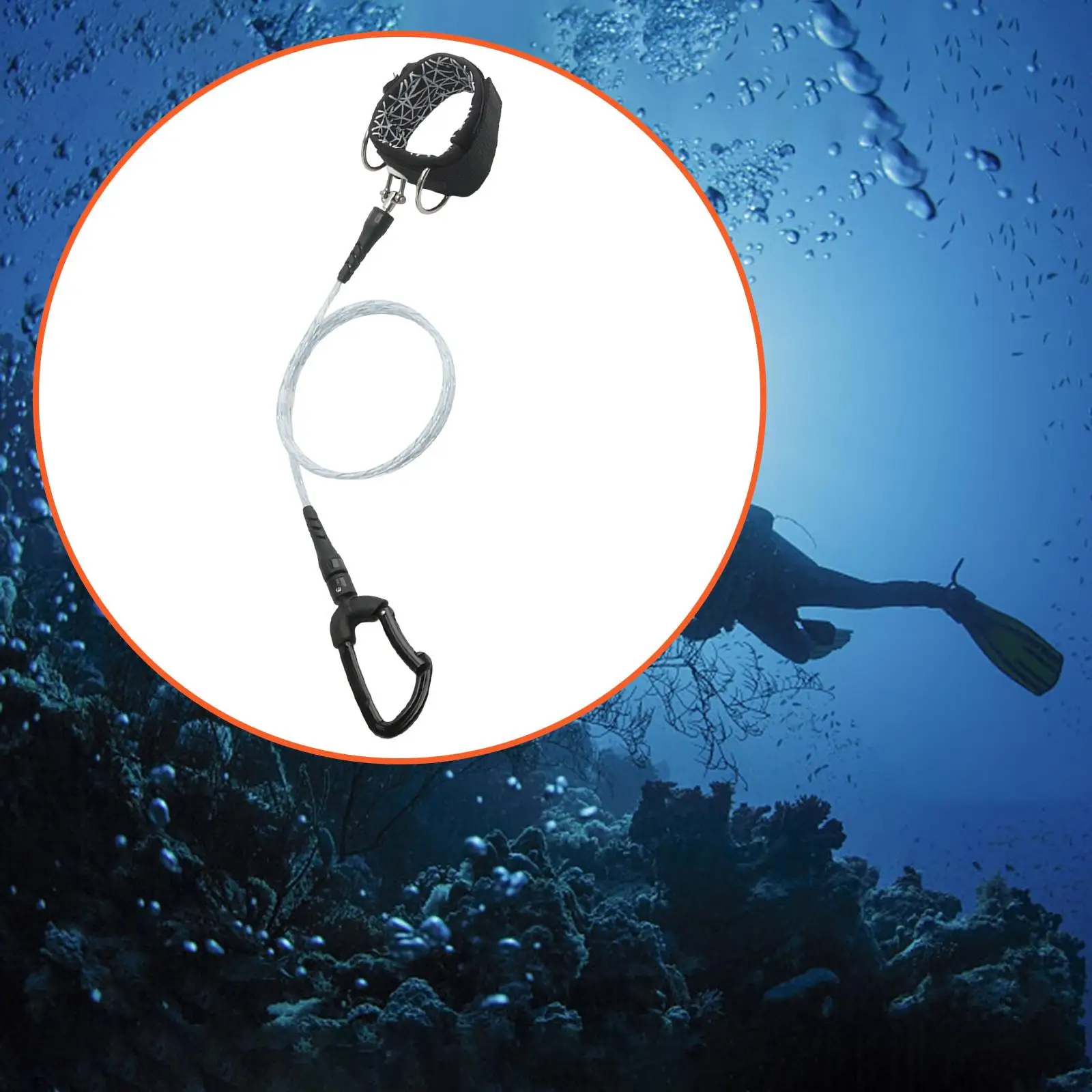 Freediving Lanyard Leash Professional Anti Lost Safety Cable Scuba Diving Rope for Underwater Sports Freediving Snorkeling Gear