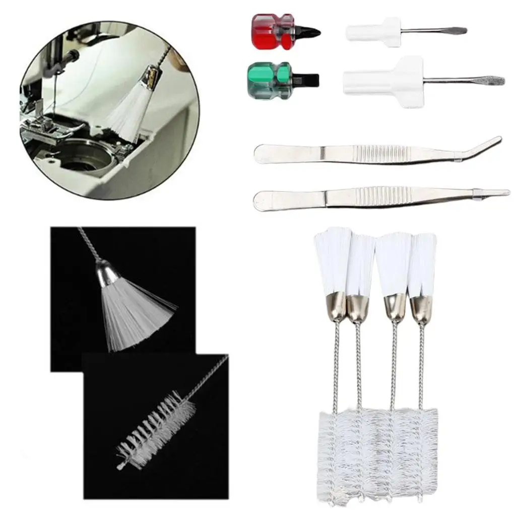 Portable Sewing Machine Cleaning Kit, with Tweezers Double Headed Brushes  Screwdriver, Household Screw Machines Accessories