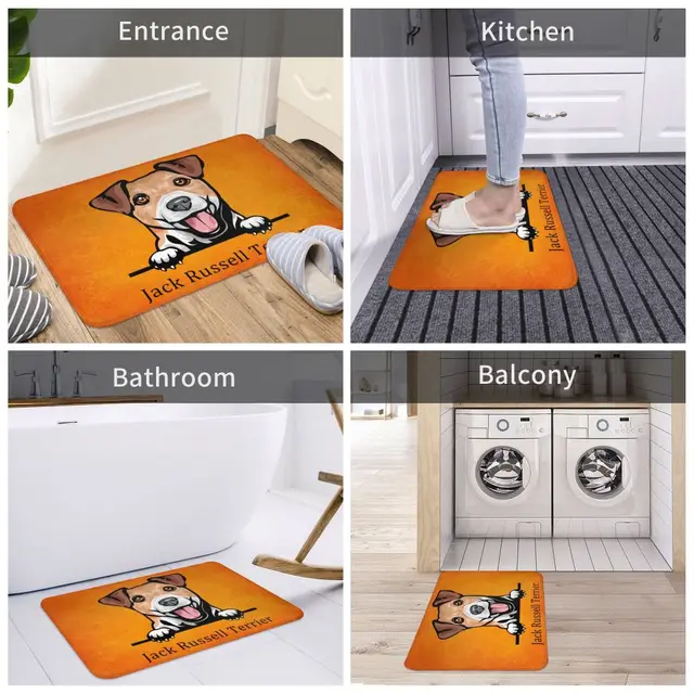 Jack Russell Dog Bath Mat Anti-Slip Pet Personalized Bathroom Rug Mat Gift  NWT