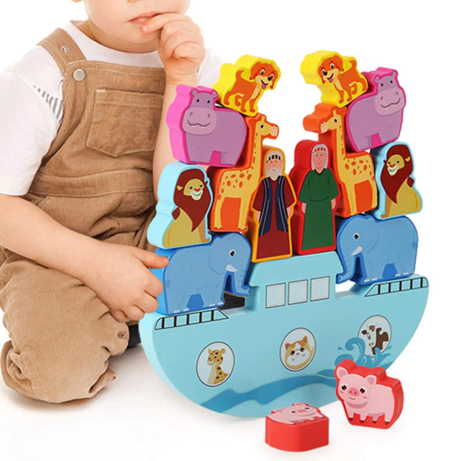 Wooden Blocks Animal Toys Preschool Game Puzzle Toys for Children Girls Boys