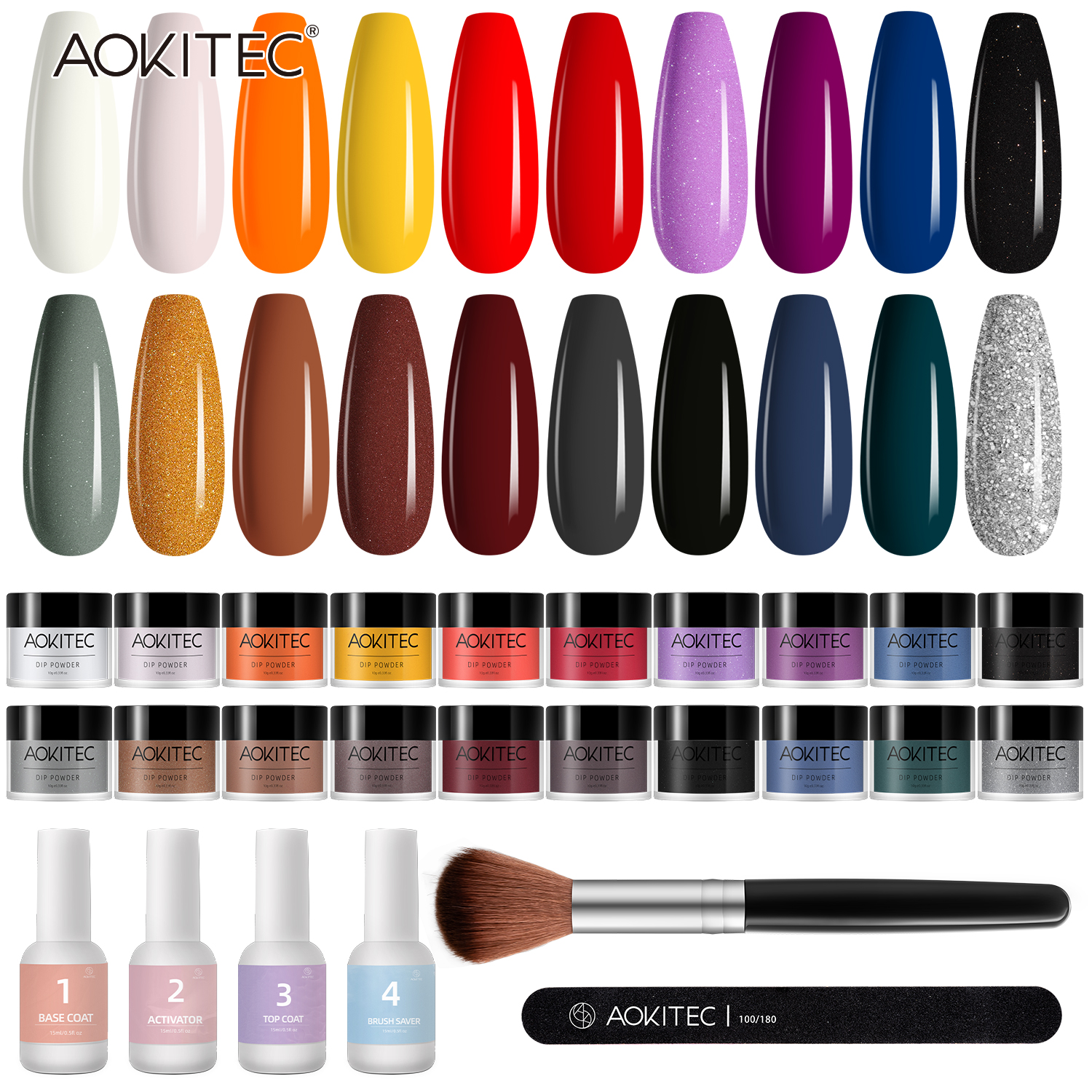 Best of Aokitec Nail Dipping Powder Kit Pastel Glitter Dipping Powder Starter Set For French Nails Art Decorations Manicure Colorful Reviews & Tips