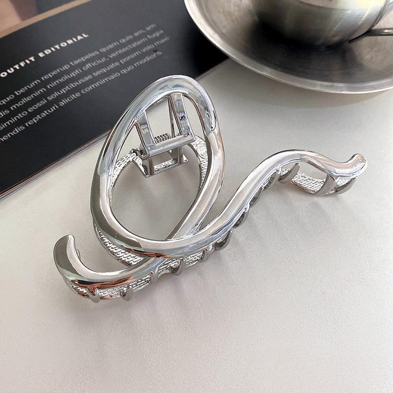Korea Punk Metall Gold Silber ovale Haar Krallen clips für Frauen trend ige große geometrische Krabben fängt Klemme Mädchen Schmuck Accessoires – Detail 2